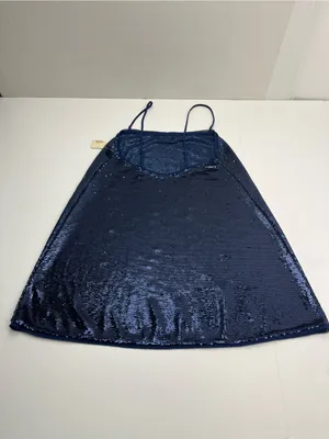 Intimately Free People Time To Shine Navy Blue Sequin Slip Dress Mini XS NEW thumbnail 10