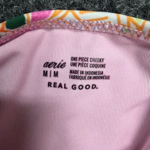 Aerie Real Good One Piece Cheeky Swimsuit Pink Green Floral Paisley Cutout Med thumbnail 3