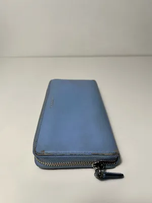 Coach Periwinkle Light Blue Leather Accordion Continental Zip Around Long Wallet thumbnail 4