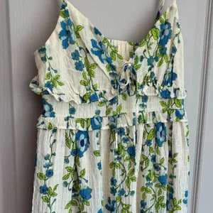 Band of the Free Floral Ruffle Maxi Dress Egret‎ Palace Blue XS B50326 Boho thumbnail 12