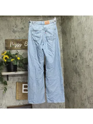 Levi's Womens Cinch Barrel High Rise Straight Leg Jeans Light Blue 25x31 thumbnail 2