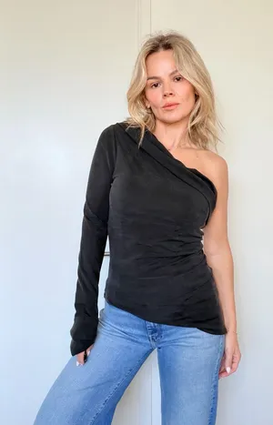 New Djerf Avenue Midnight One Shoulder Top Ash thumbnail 1