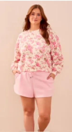 Arula Super Soft Floral Crop Sweatshirt NWT 2X Pink thumbnail 1