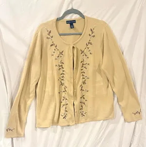Karen Scott Embroidered Cardigan XL thumbnail 1