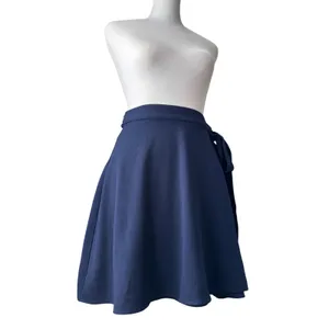 American Apparel Navy Blue Adjustable Self-Tie Wrap Mini Skirt thumbnail 6