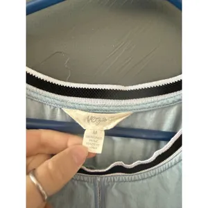 Verge Girl Whitman Top Light Blue Embroidered Striped Mixed‎ Media Tencel Size M thumbnail 6