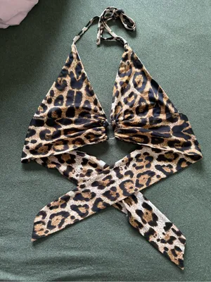 Leopard Print Wrap Halter Top thumbnail 1