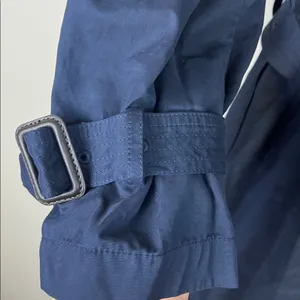 Zara Belted Trench Coat Double Breasted Long Navy Blue Size‎ Small thumbnail 3