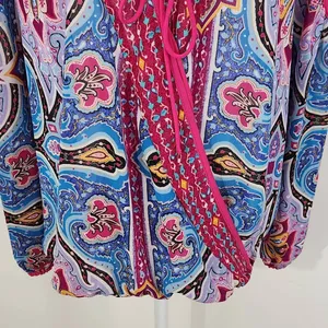 Nicole Miller Pink Paisley Blouse Size Medium Paisley Print Top thumbnail 3