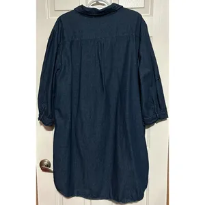 Source Unknown Women's‎ Quarter Sleeve w/ Roll Up Sleeve Blue Jean Dress Size 1X thumbnail 2