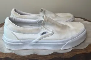 Vans White Slip On Sneakers Size 5 Project‎ thumbnail 1