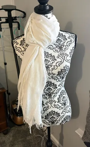 80”X30” white lightweight fashion scarf thumbnail 1