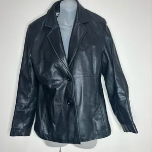 Pelle Studio Wilson’s Leather Jacket Coat Black Y2K Vitnage 90s size medium thumbnail 1
