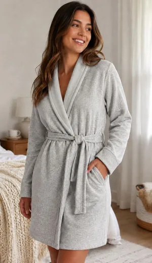 UGG Australia Gray Soft Plush Belted Lounge Sleepwear Bathrobe Women's Large thumbnail 1