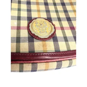 Vintage 70's Daks London Tartan House Check Shoulder Bag Crossbody Purse Brass thumbnail 11