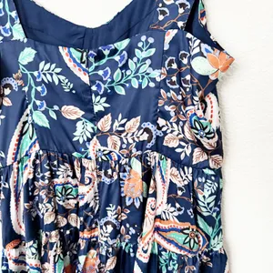 [Lulu's] Positively Adorable Navy Scarf Print Satin Tiered Bustier Romper NWT XL thumbnail 9
