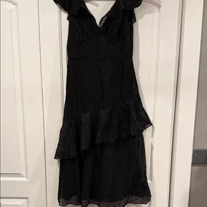 ML monique Lhuillier‎ velvet ruffle dress 8 thumbnail 4