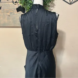 Lulus Classic Elegance Black Satin Sleeveless Mock Neck Maxi Dress thumbnail 7