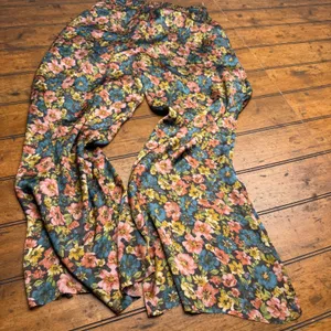 ILLA ILLA Floral Wide Leg Pants Brown Pink Blue Elastic Waist Drawstring Small‎ thumbnail 6