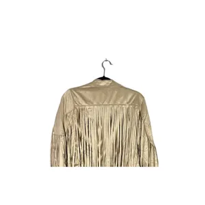 NEW! Western Fringe Soft Faux Suede Open Style Lined Jacket Coat M Light Tan thumbnail 5