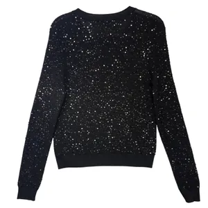 Alice + Olivia‎ Black Sequin Embellished Merino Wool Knit Sweater Party Small thumbnail 12