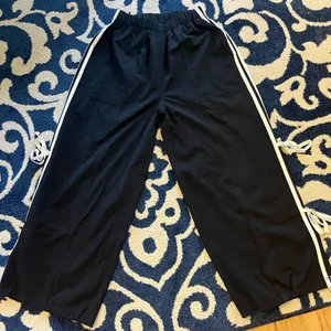 Black Nylon Track Pants with White Side Ties Down Leg New Size XS thumbnail 1