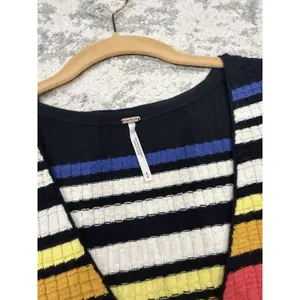 Free People Gidget Sweater Dress Striped Ribbed Puff Sleeve Mini Dress thumbnail 5