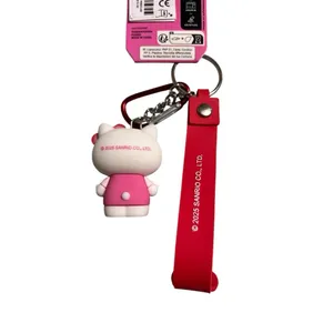 Hello Kitty Keychain with Red and Pink Accents NWT Sanrio thumbnail 3