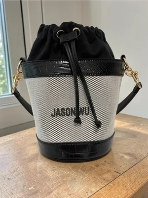 Jason Wu Textured Canvas Leather Crocodile Trim Bucket Bag thumbnail 2