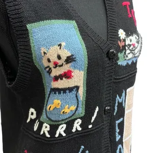 Vintage Cat Sweater Vest Capacity Women's Size Petite Medium ( MP‎ ) thumbnail 5