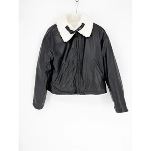 Levi's Reversible Sherpa Faux Leather‎ Jacket Women's S Black White Cozy thumbnail 7