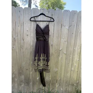 A.P.N.Y. Women's Brown Empire Waist Brown Gold Size 12 Fall‎ Mesh Satin Fairy thumbnail 3