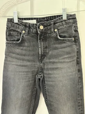 Zara Women’s Washed Black Slim Straight Jeans size 0 inseam 24 thumbnail 2