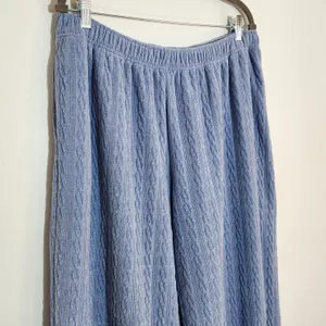 Offline by Aerie Light Blue Cable Knit Wide Leg Lounge Pants Size XL Long thumbnail 2