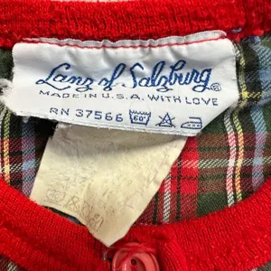 Vintage Lanz of Salzberg Green/Red Plaid Holiday Winter 100% Cotton Nightgown thumbnail 4