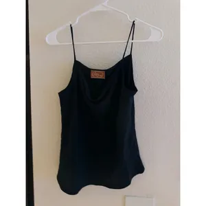 Shelly's Boutique Black Satin Cowl Neck Camisole Spaghetti Strap Tank Top thumbnail 4