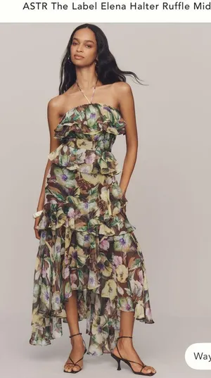 ASTR The label Elena halter ruffle midi dress thumbnail 2