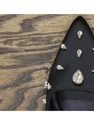A New Day Womens Katia Heels Mule Satin Tear Drop Rhinestone 94663380 Black 7.5M thumbnail 10