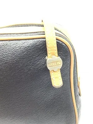 Vintage Gucci Plus Black Coated Leather Crossbody Bag 22" Strap thumbnail 5