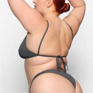 NWT Skims High Neck Swim Top Gunmetal Grey Large thumbnail 3