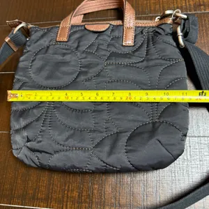 Fossil Key Per Crossbody Bag Small Black Quilted Nylon Leather Trim Satchel VTG thumbnail 3