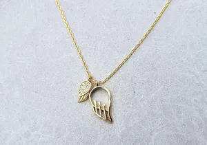 Boutique 14k gold plated sterling silver angel wings necklace thumbnail 1