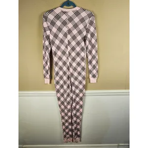 NWT Victoria's Secret Pink Black Plaid Thermal Long John Pajamas‎ Romper XS thumbnail 2