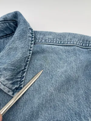 Good American Weightless Light Blue Denim Short Sleeve Romper Sz 4 XL thumbnail 14