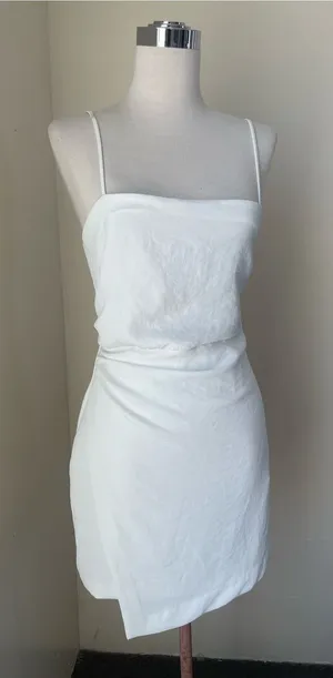 Zara White Spaghetti Strap Mini Dress thumbnail 1