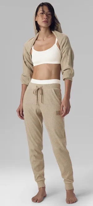 🤍✨ Alo Muse Ribbed Lounge Jogger‎ XS ✨🤍 thumbnail 1