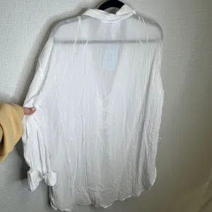 HM White Lace Up Cotton Gauze Shirt Oversized Long Sleeve Top Small NEW thumbnail 2