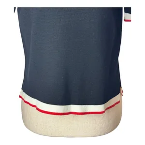 Zara Sweater Women Small Black Knit Crew‎ Neck Striped Trim Top Nautical Preppy thumbnail 7