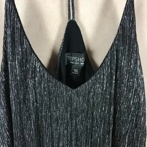 TopShop T-back Silver Metallic Drapey Tank Top Size 4 thumbnail 5