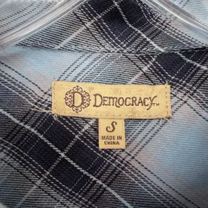 Democracy Plaid Flannel Dress Womens S Blue Distressed Hem Coastal Cowgirl Boho thumbnail 5
